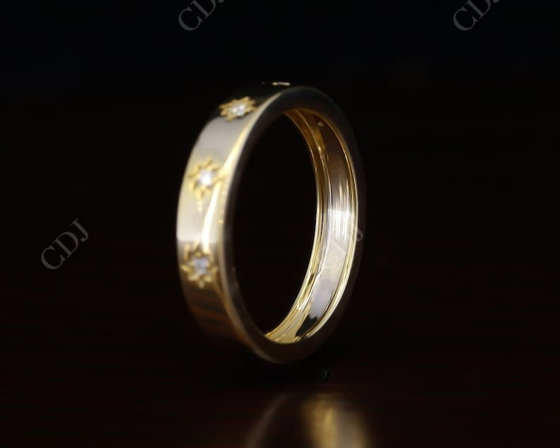 0.05CT Round Cut Natural Diamond Vintage Celestial Wedding Band  customdiamjewel   