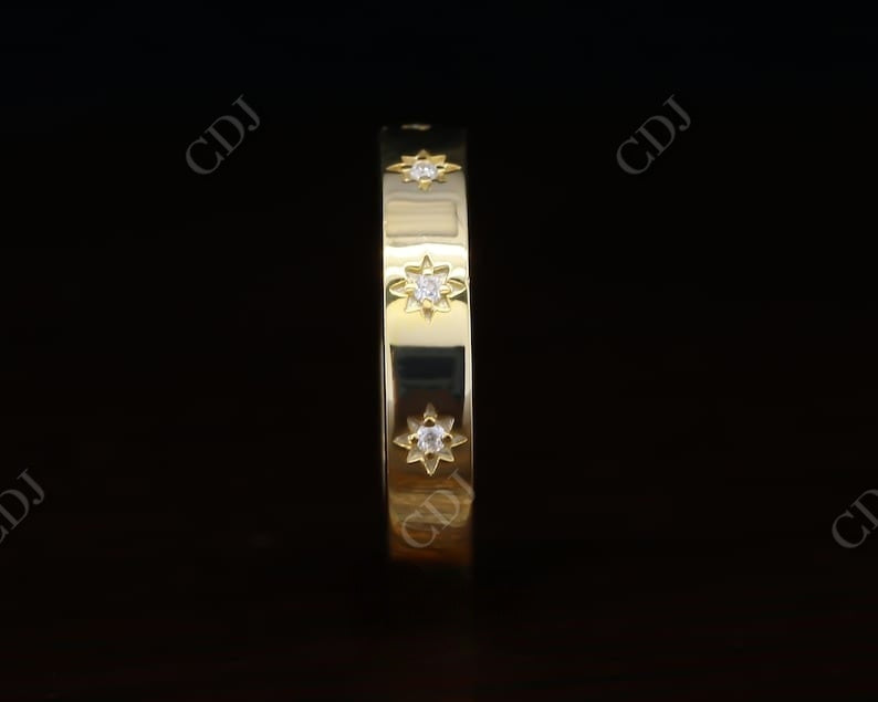 0.05CT Round Cut Natural Diamond Vintage Celestial Wedding Band  customdiamjewel   