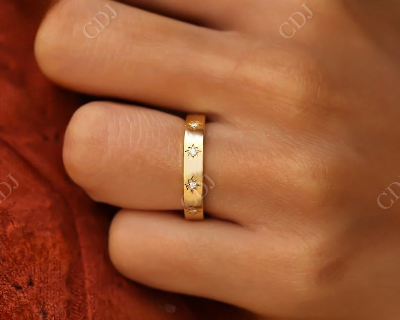 0.05CT Round Cut Natural Diamond Vintage Celestial Wedding Band  customdiamjewel   