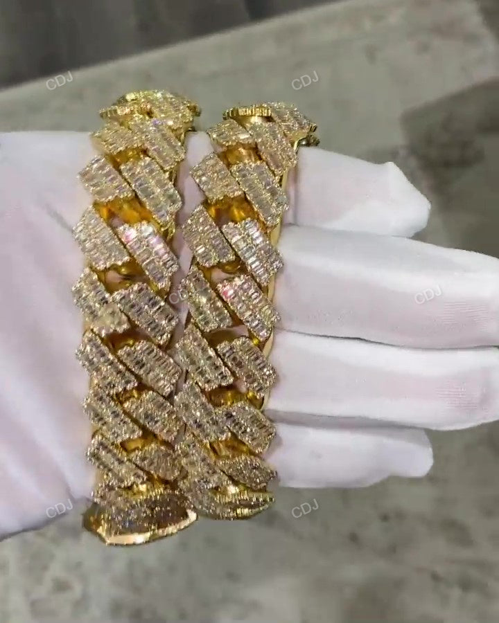 New Style Baguette Diamond Set Cuban Chain hip hop jewelry CustomDiamJewel   