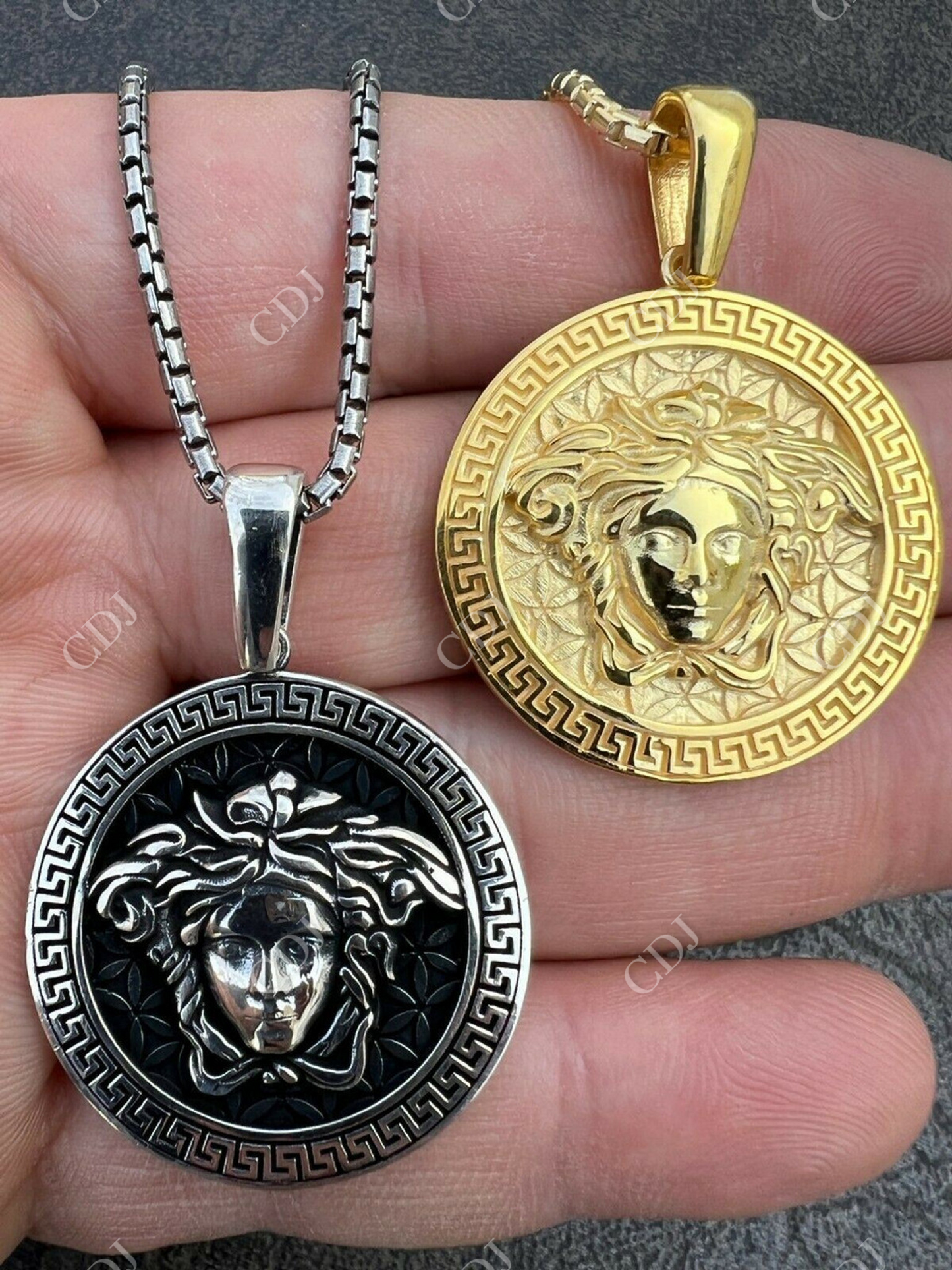 Gold Round Medusa Medallion Pendant For Mens And Ladies  customdiamjewel   