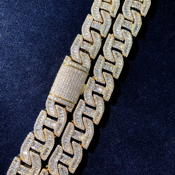 17MM Baguette Diamond Mariner Link Chain hip hop jewelry CustomDiamJewel