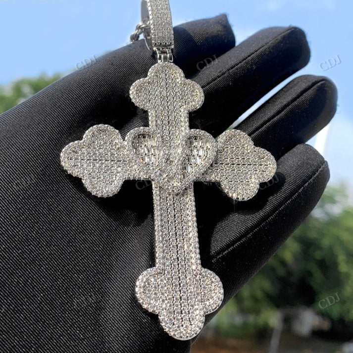 Fully Iced Out VVS Moissanite Cross Hip Hop Diamond Pendant customdiamjewel