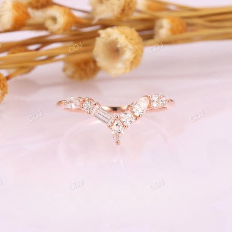 0.67CTW Alternative Diamond Chevron Wedding Band  customdiamjewel 10KT Rose Gold VVS-EF