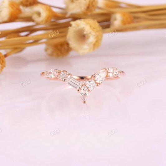 0.67CTW Alternative Diamond Chevron Wedding Band  customdiamjewel 10KT Rose Gold VVS-EF