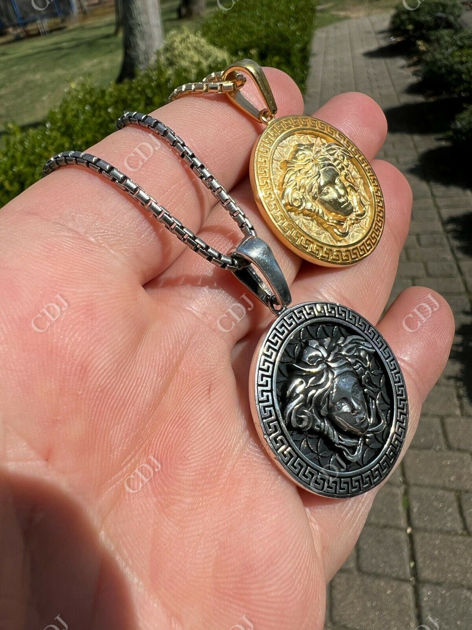 Gold Round Medusa Medallion Pendant For Mens And Ladies  customdiamjewel   