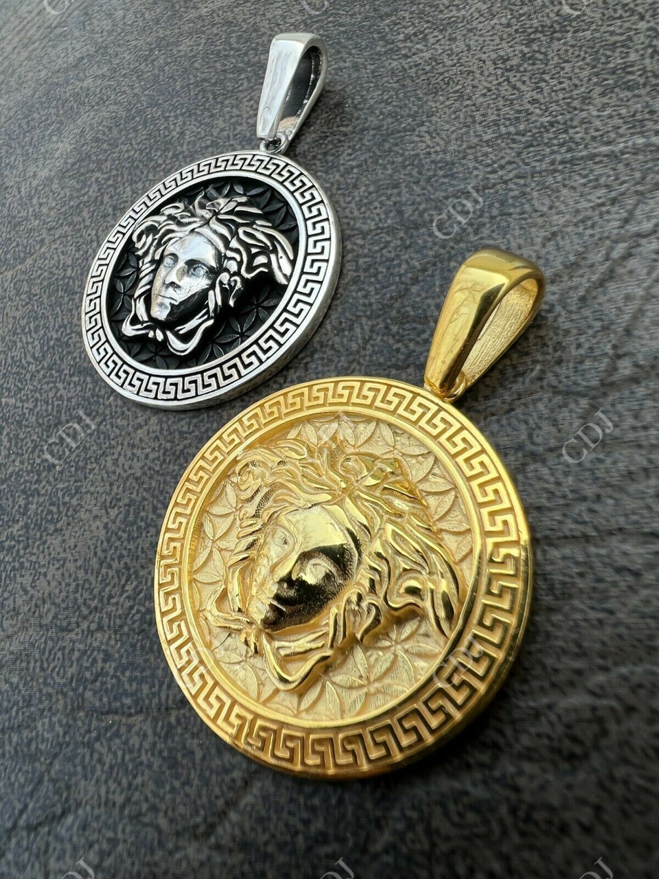 Gold Round Medusa Medallion Pendant For Mens And Ladies  customdiamjewel   