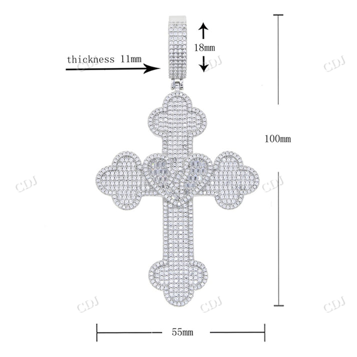 Fully Iced Out VVS Moissanite Cross Hip Hop Diamond Pendant customdiamjewel