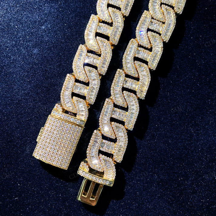 17MM Baguette Diamond Mariner Link Chain hip hop jewelry CustomDiamJewel