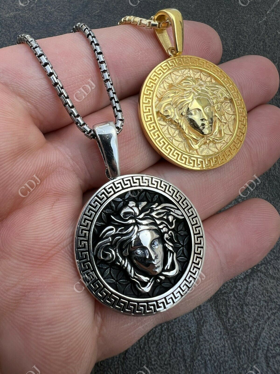 Gold Round Medusa Medallion Pendant For Mens And Ladies  customdiamjewel   