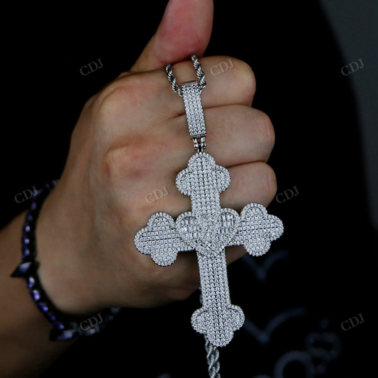 Fully Iced Out VVS Moissanite Cross Hip Hop Diamond Pendant customdiamjewel