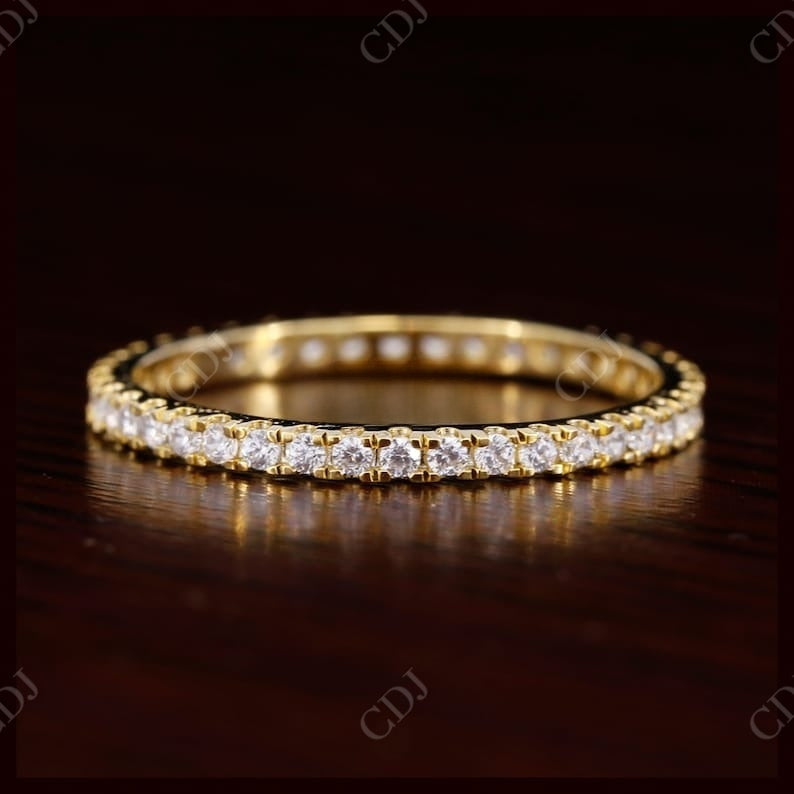 0.40CT Round Cut Real Diamond Full Eternity Wedding Band  customdiamjewel 10 KT Solid Gold Yellow Gold VVS-EF