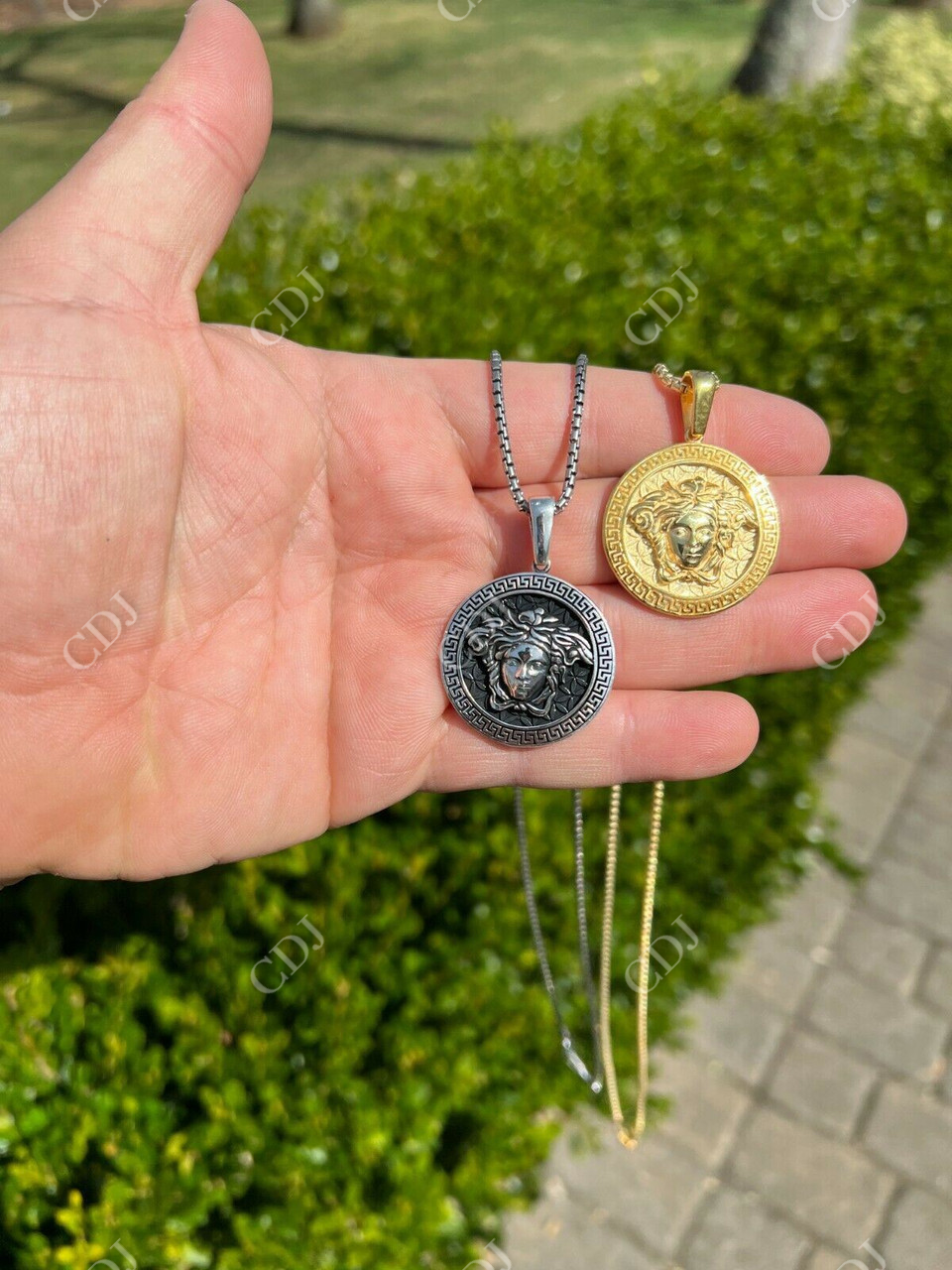 Gold Round Medusa Medallion Pendant For Mens And Ladies  customdiamjewel   
