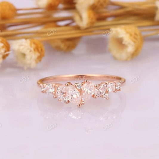 0.65CTW Marquise And Round Real Diamond Half Eternity Wedding Band  customdiamjewel   