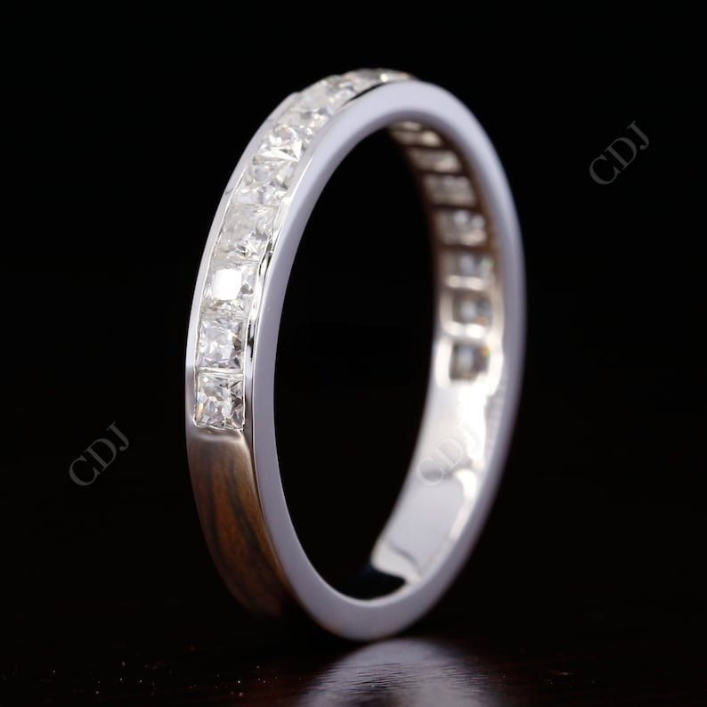 1.02CT Princess Cut Real Diamond Channel Set Wedding Band  customdiamjewel   