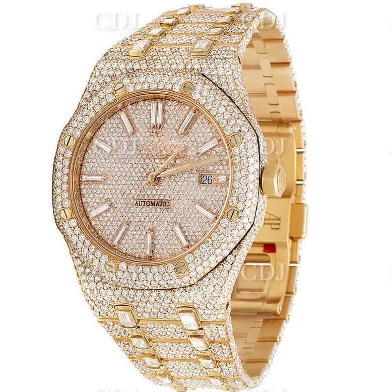 Audemars Piguet Gold Plated Royal Oak 41MM Moissanite Diamond Watch customdiamjewel