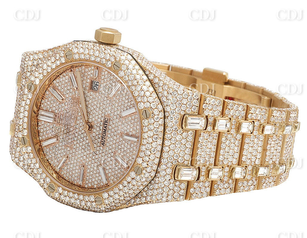 Custom Yellow Gold Plated Audemars Piguet Hip Hop Diamond Wrist Watch customdiamjewel
