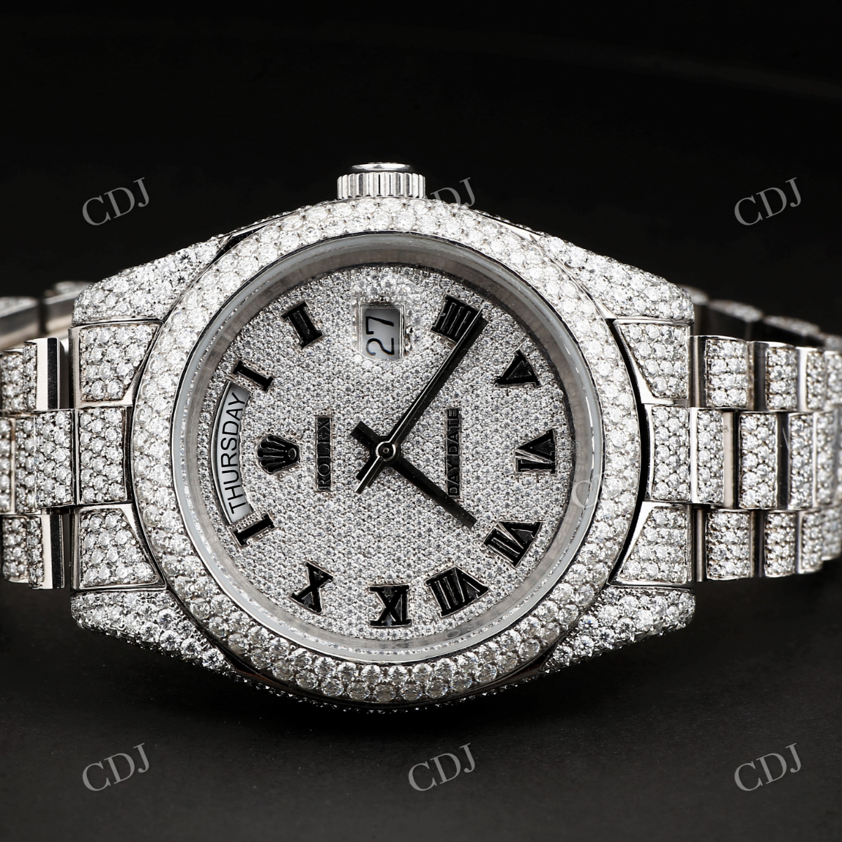 CVD Diamond Iced Out Rolex Watch For Rapper – customdiamjewel