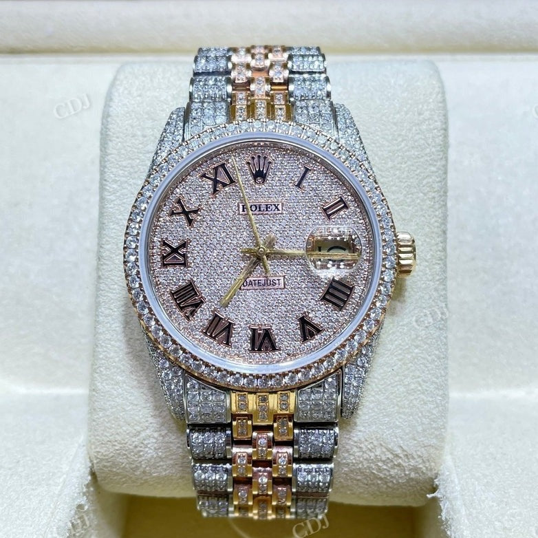 Two Tone VVS D Moissanite Rolex Watch For Men customdiamjewel