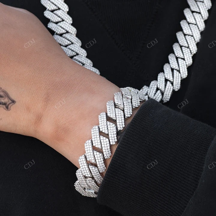 Full Ice Out Hip Hop Style Moissanite Diamond Sterling Silver Bracelet hip hop jewelry CustomDiamJewel