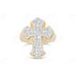 10K Gold Baguette & Round Moissanite Cross Ring hip hop jewelry CustomDiamJewel