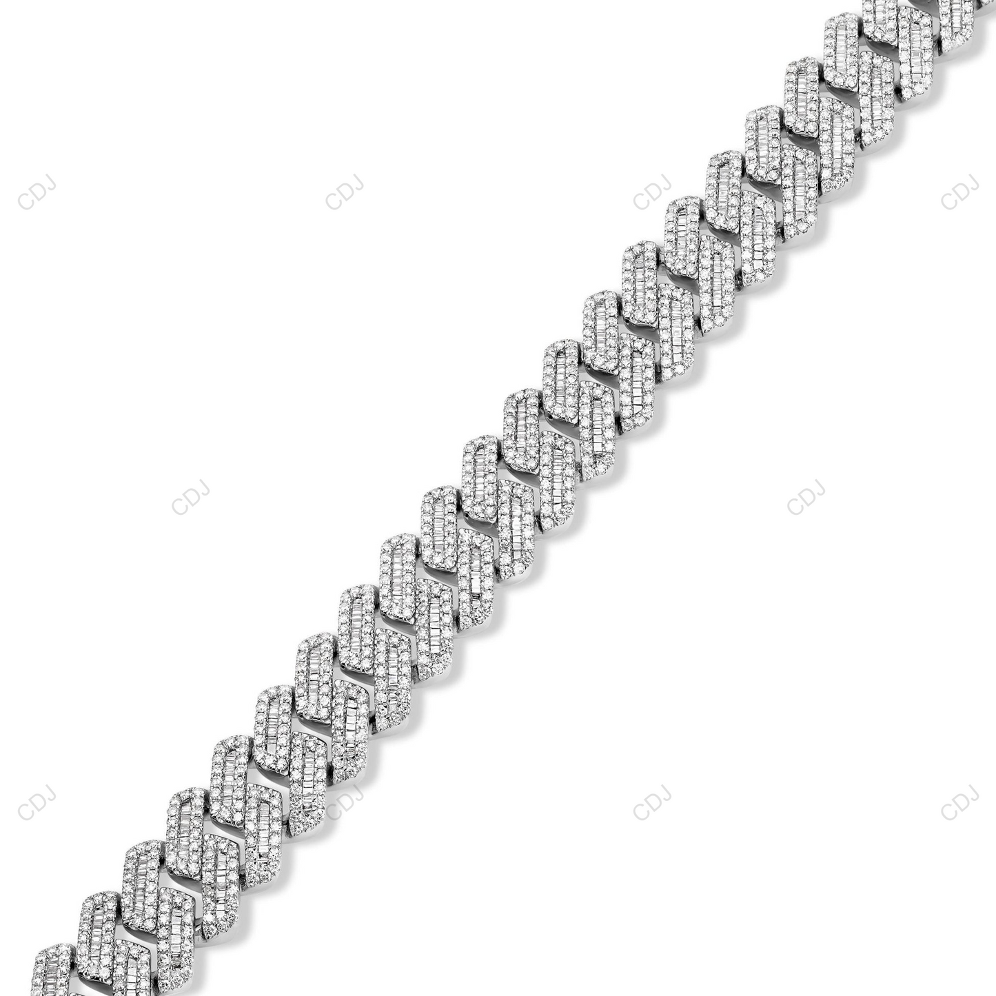 925 Silver Moissanite 2 Row Round Cut Cuban Link Chain CustomDiamJewel