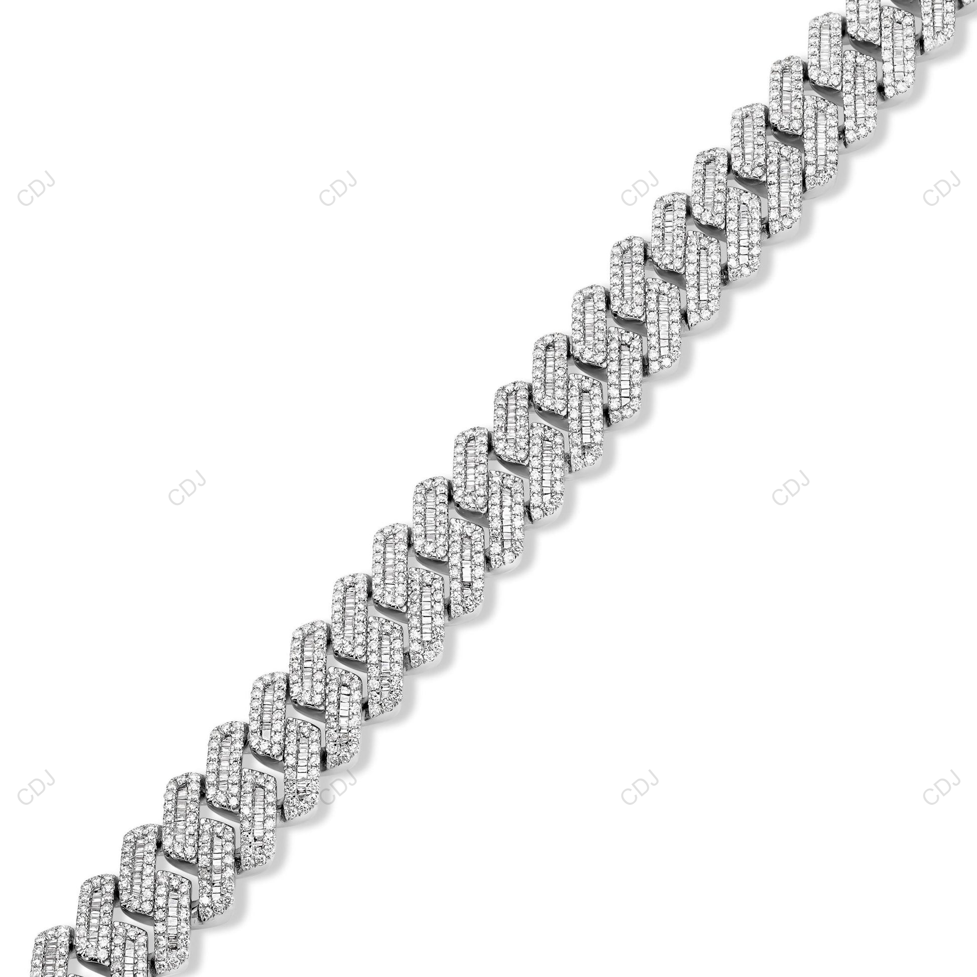 925 Silver Moissanite 2 Row Round Cut Cuban Link Chain CustomDiamJewel