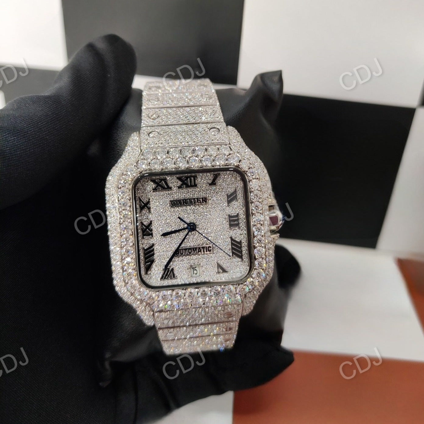 Cartier Moissanite Iced Out Luxury Wrist Watch customdiamjewel
