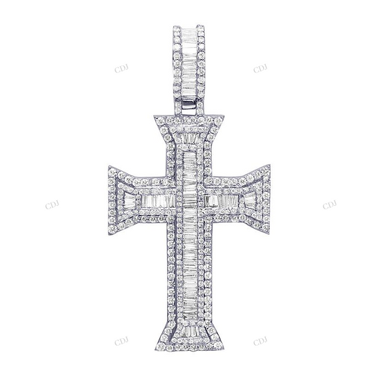 3.1 CTW Baguette Moissanite Cross Pendant hip hop jewelry CustomDiamJewel