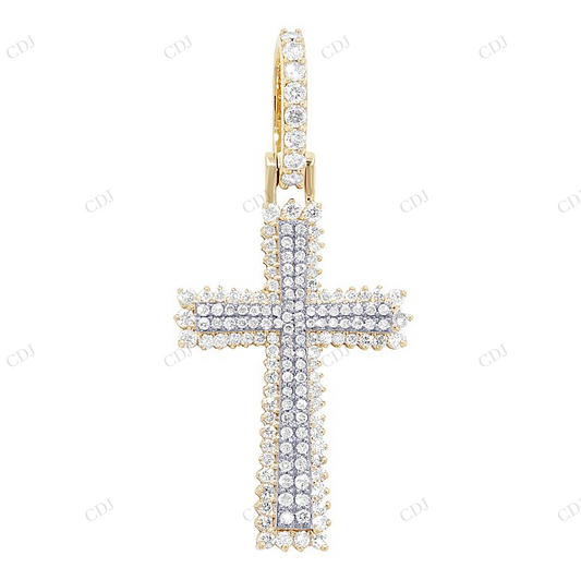 1.4 Inch Lab grown Diamond 10k Gold 3D Cross Pendant Hip Hop Pendent customdiamjewel
