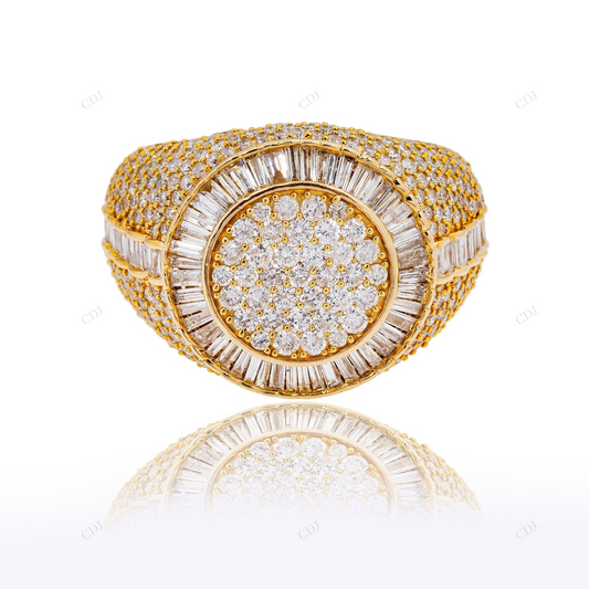 Round Iced Out Silver Moissanite Cluster Ring hip hop jewelry customdiamjewel