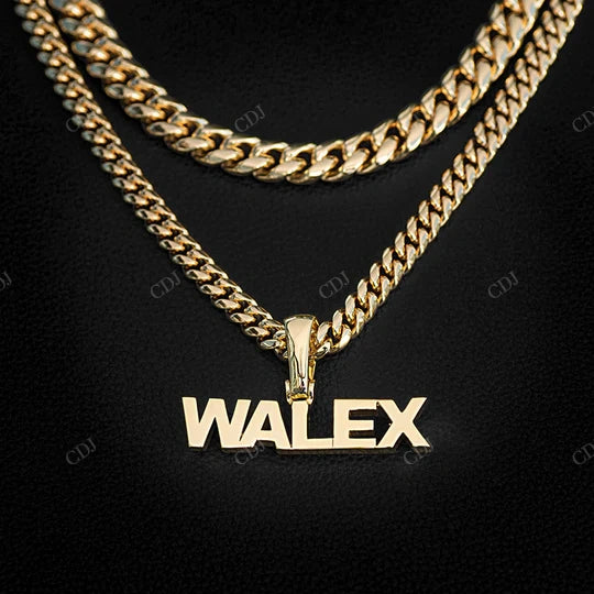 Sterling Silver Yellow Gold Plated Personalized Custom Capital Letter Nameplate Pendant hip hop jewelry CustomDiamJewel