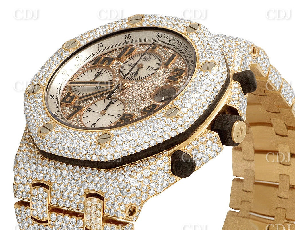 Audemars Piguet Gold Plated Royal Oak 41MM Moissanite Diamond Watch customdiamjewel