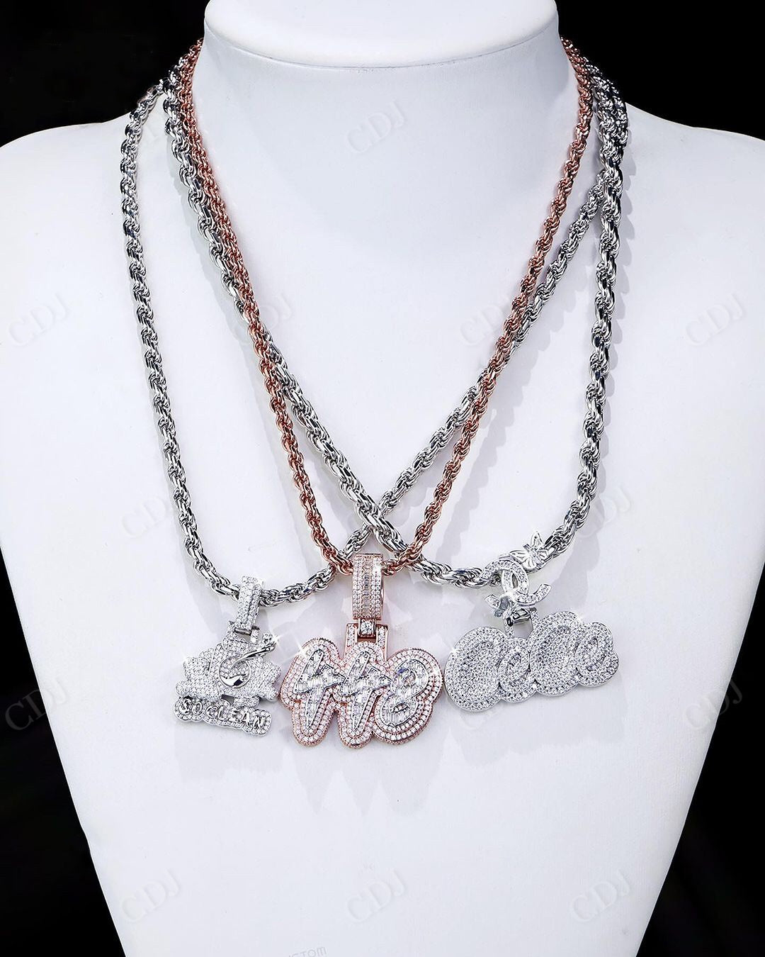 Hip Hop Baguette Diamond Letter Pendant hip hop jewelry CustomDiamJewel   