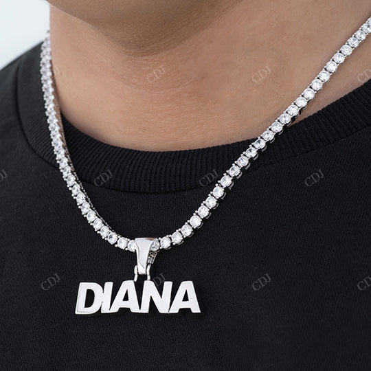 Sterling Silver Yellow Gold Plated Personalized Custom Capital Letter Nameplate Pendant hip hop jewelry CustomDiamJewel