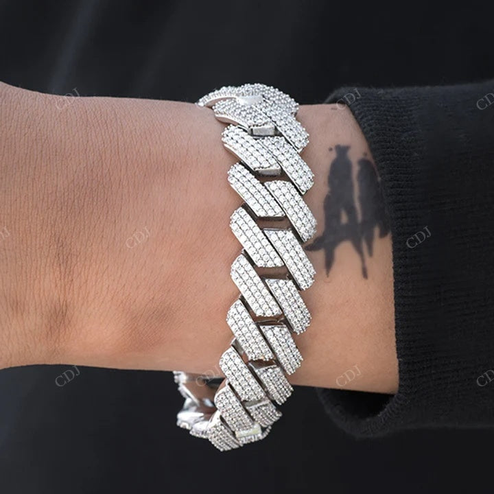 Full Ice Out Hip Hop Style Moissanite Diamond Sterling Silver Bracelet hip hop jewelry CustomDiamJewel