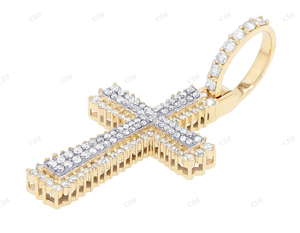 1.4 Inch Lab grown Diamond 10k Gold 3D Cross Pendant Hip Hop Pendent customdiamjewel
