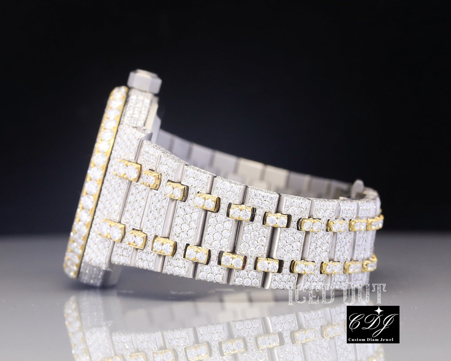 Elegant Look Arabian Style Two Tone Fully Automatic Moissanite Watch customdiamjewel