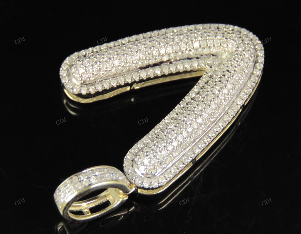 1.4" 0.90 CT 10K Gold Natural Diamond Custom V Letter Pendant CustomDiamJewel
