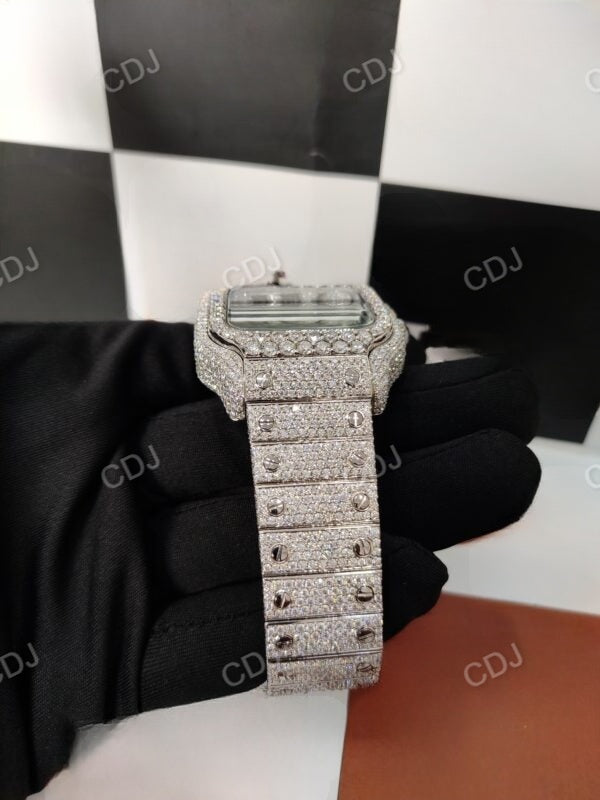 Cartier Moissanite Iced Out Luxury Wrist Watch customdiamjewel