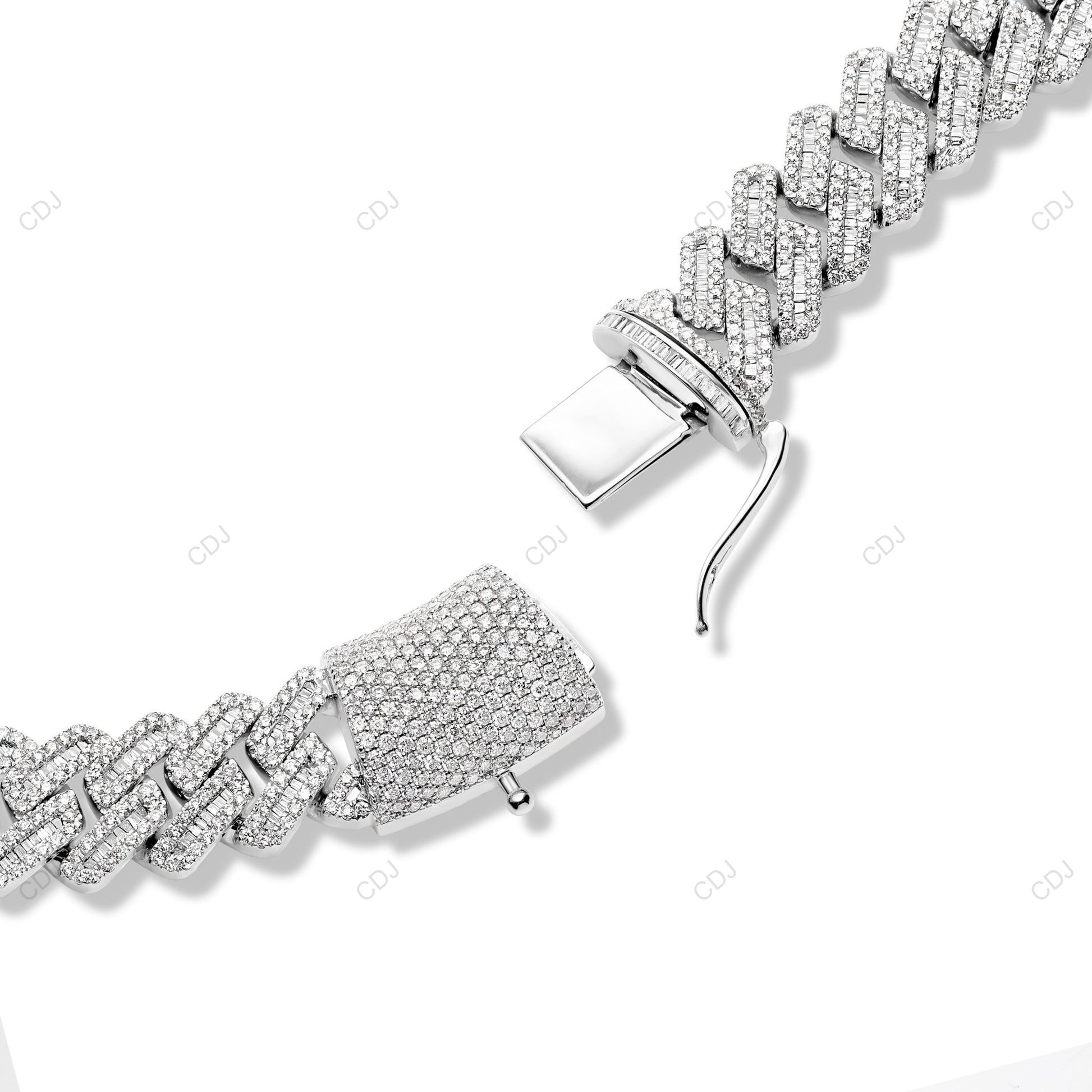 925 Silver Moissanite 2 Row Round Cut Cuban Link Chain CustomDiamJewel