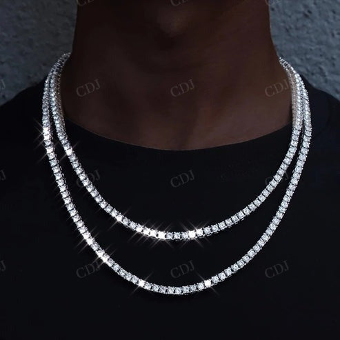 Real Natural Diamond 14K Solid Gold Tennis Chain Necklace For Unisex hip hop jewelry CustomDiamJewel
