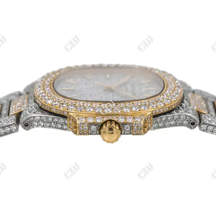 Two Tone 36mm Patek Philippe Iced Out Diamond Watch For Women customdiamjewel