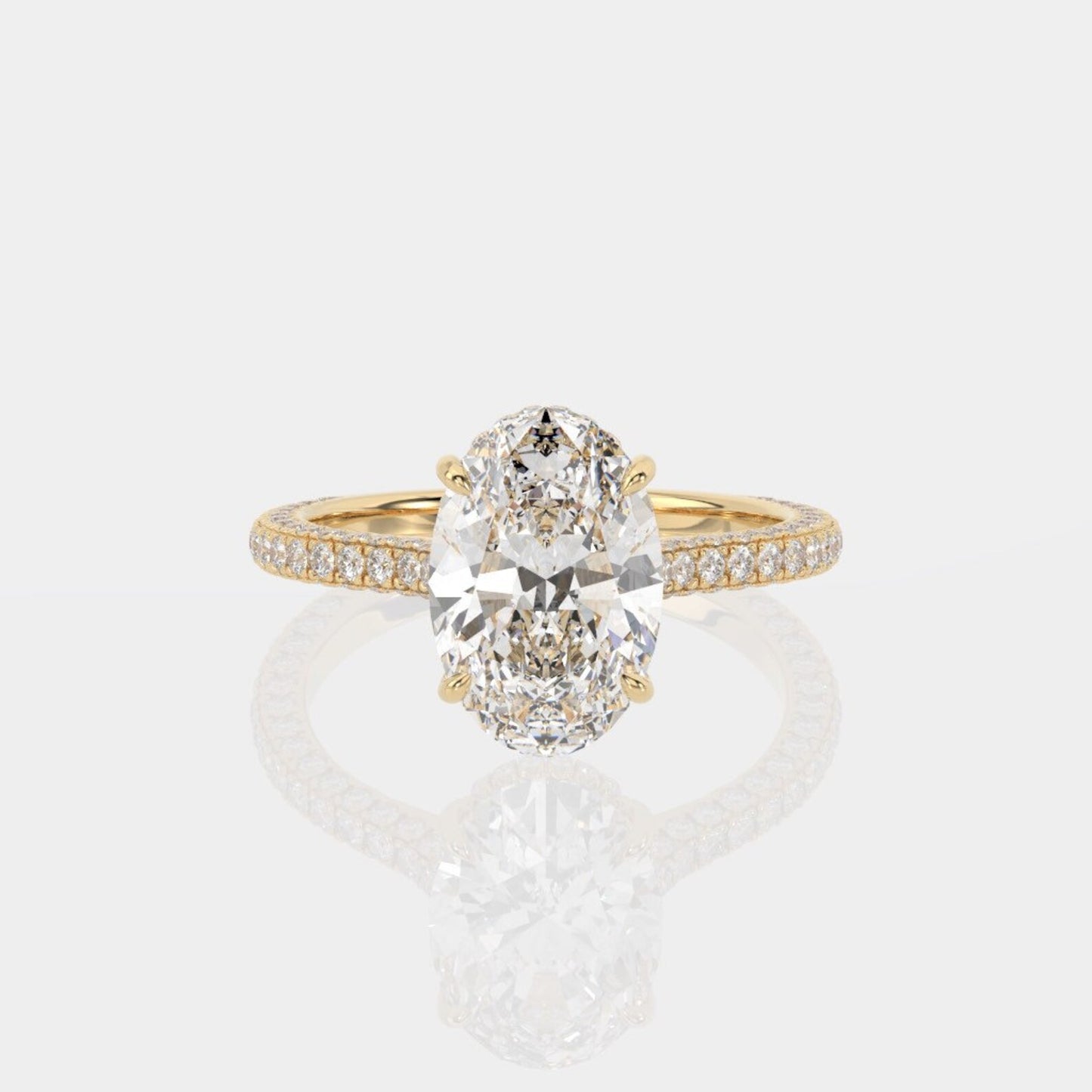 Oval Crusted Ice Moissanite Eternity Engagement Ring  customdiamjewel   