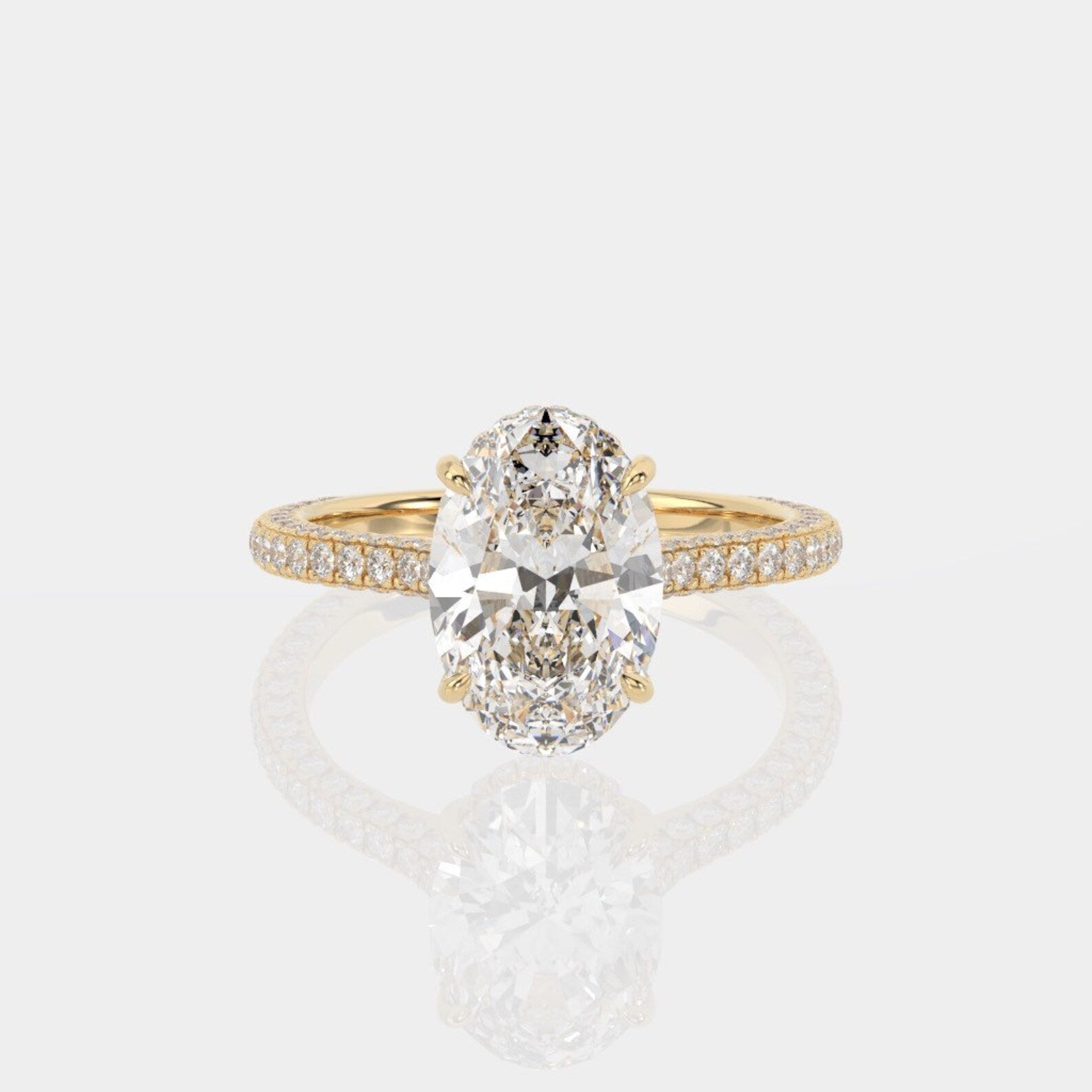 Oval Crusted Ice Moissanite Eternity Engagement Ring  customdiamjewel   