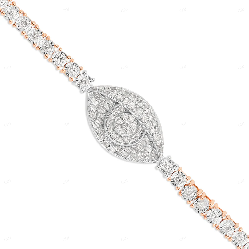 VVS1 Moissanite 925 Sterling Silver Evil Eye Tennis Bracelet CustomDiamJewel