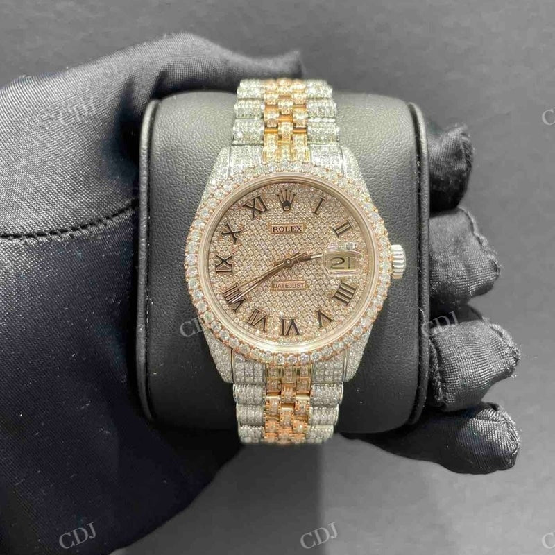 Two Tone VVS D Moissanite Rolex Watch For Men customdiamjewel