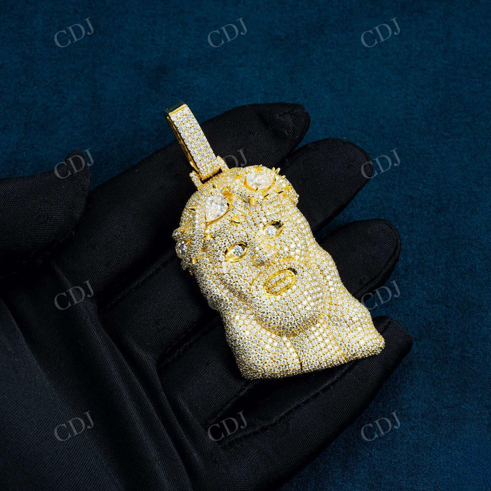 Cluster Round Diamond God Jesus Hip Hop Pendant  customdiamjewel   