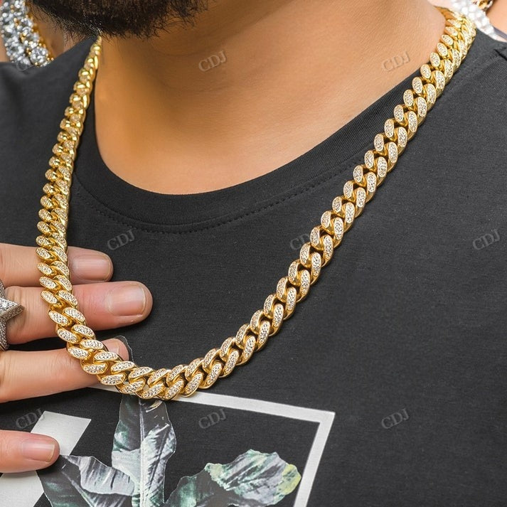 12MM Iced Out Diamond Cuban Link Chain hip hop jewelry CustomDiamJewel