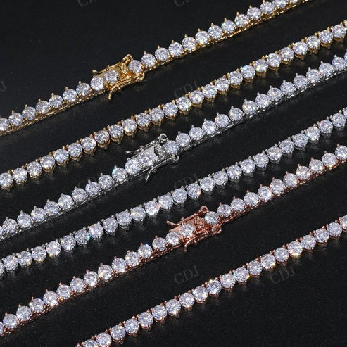 Real Natural Diamond 14K Solid Gold Tennis Chain Necklace For Unisex hip hop jewelry CustomDiamJewel